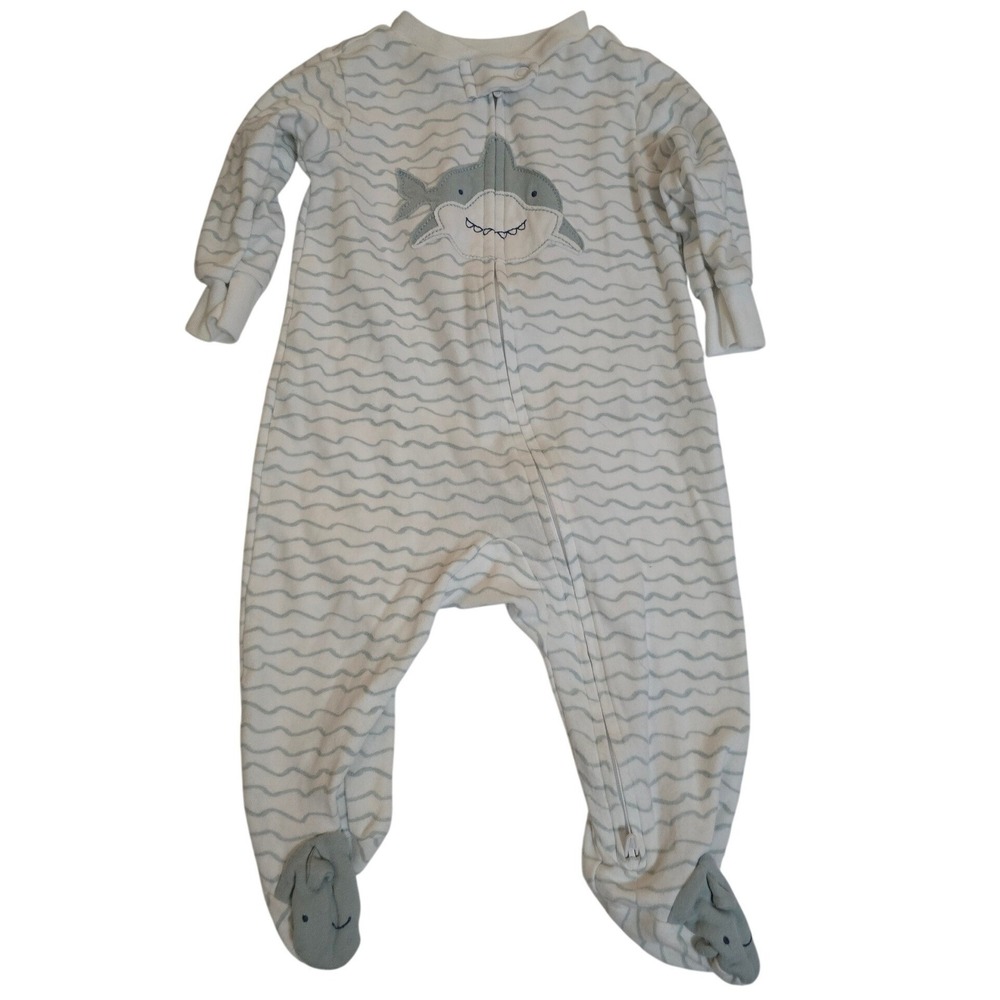 Carter's Just One You Shark Footed Sleeper Pajamas Grey White 6M